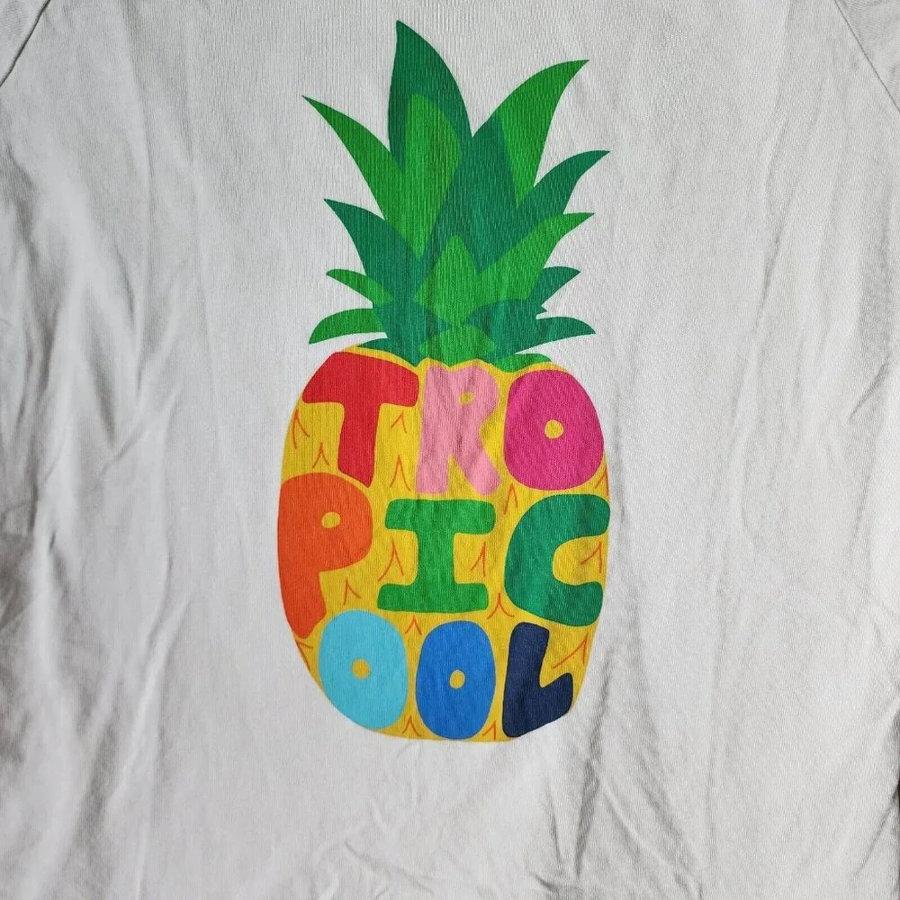 Boden Girls Short Sleeve Ringer Tee Shirt Top Tropicool Pineapple Graphic 11-12Y